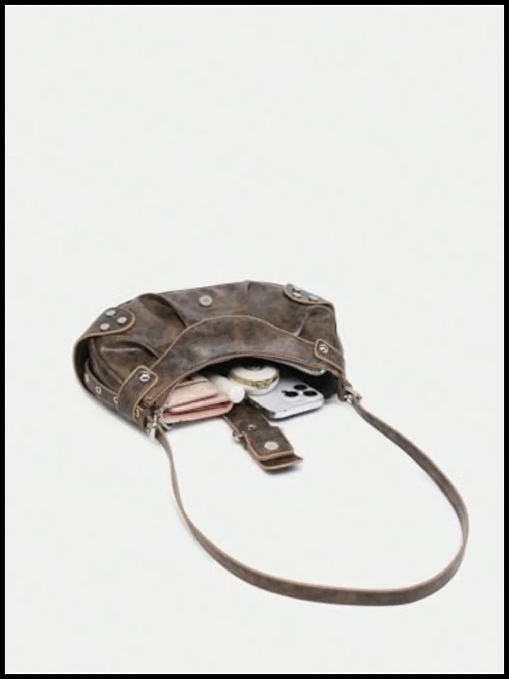Pleated Hobo Shoulder Bag Faux Leather Clutch Handbag